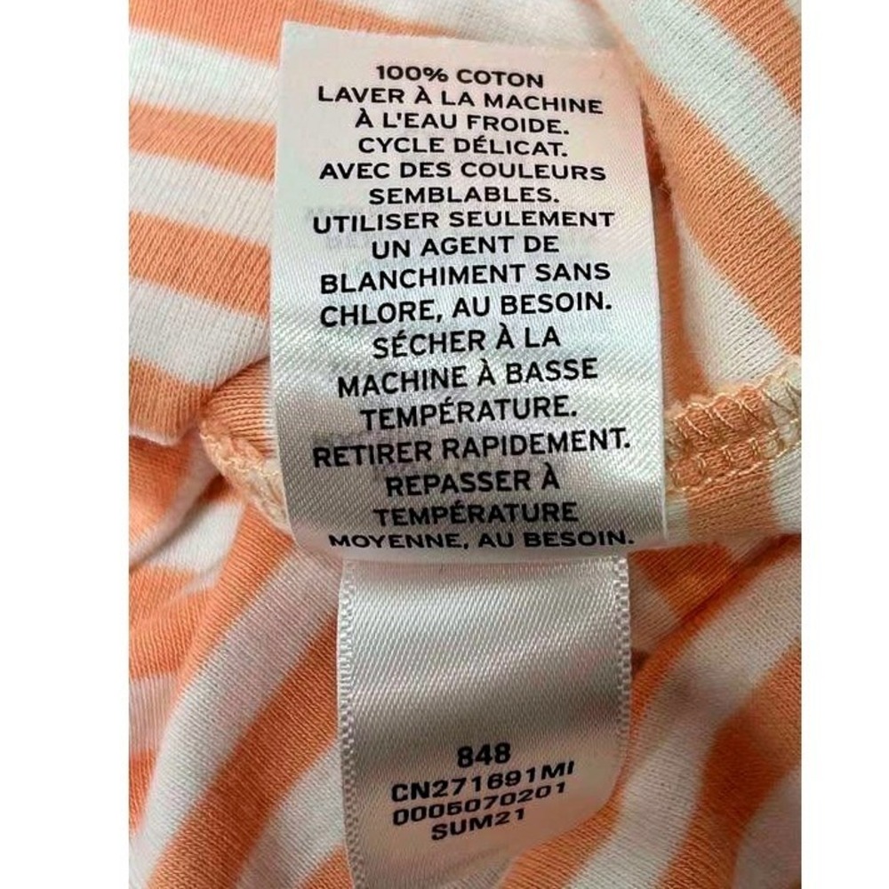 Caslon ~‎ Size XXS ~ White/Coral Striped Scoop Neck Ribbed Cotton Tee ~ NWT - Picture 8 of 10